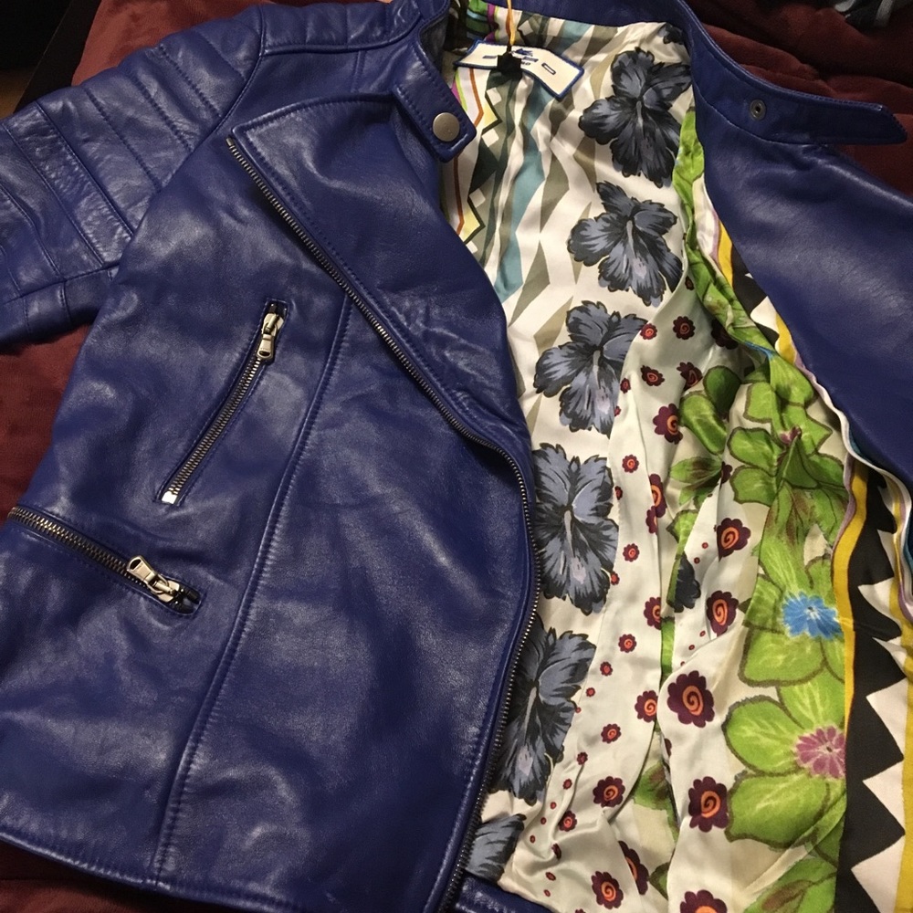 Etro Milano Blue leather jacket